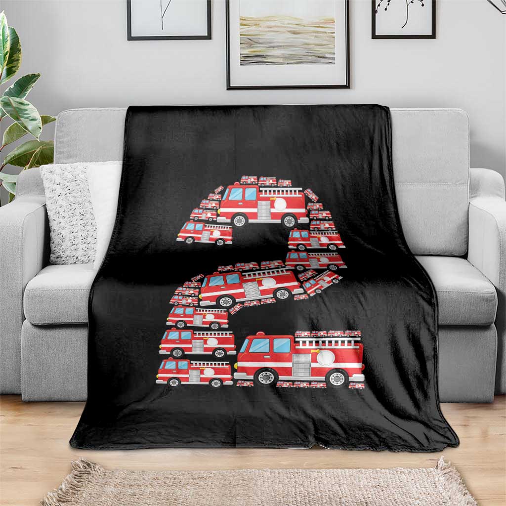 Fire Truck 2nd Birthday Throw Blanket Firefighter Gift For Two Year Old Kid