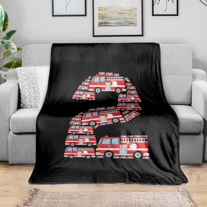 Fire Truck 2nd Birthday Throw Blanket Firefighter Gift For Two Year Old Kid