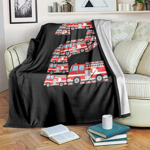 Fire Truck 2nd Birthday Throw Blanket Firefighter Gift For Two Year Old Kid