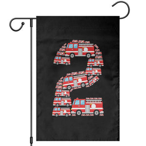 Fire Truck 2nd Birthday Garden Flag Firefighter Gift For Two Year Old Kid