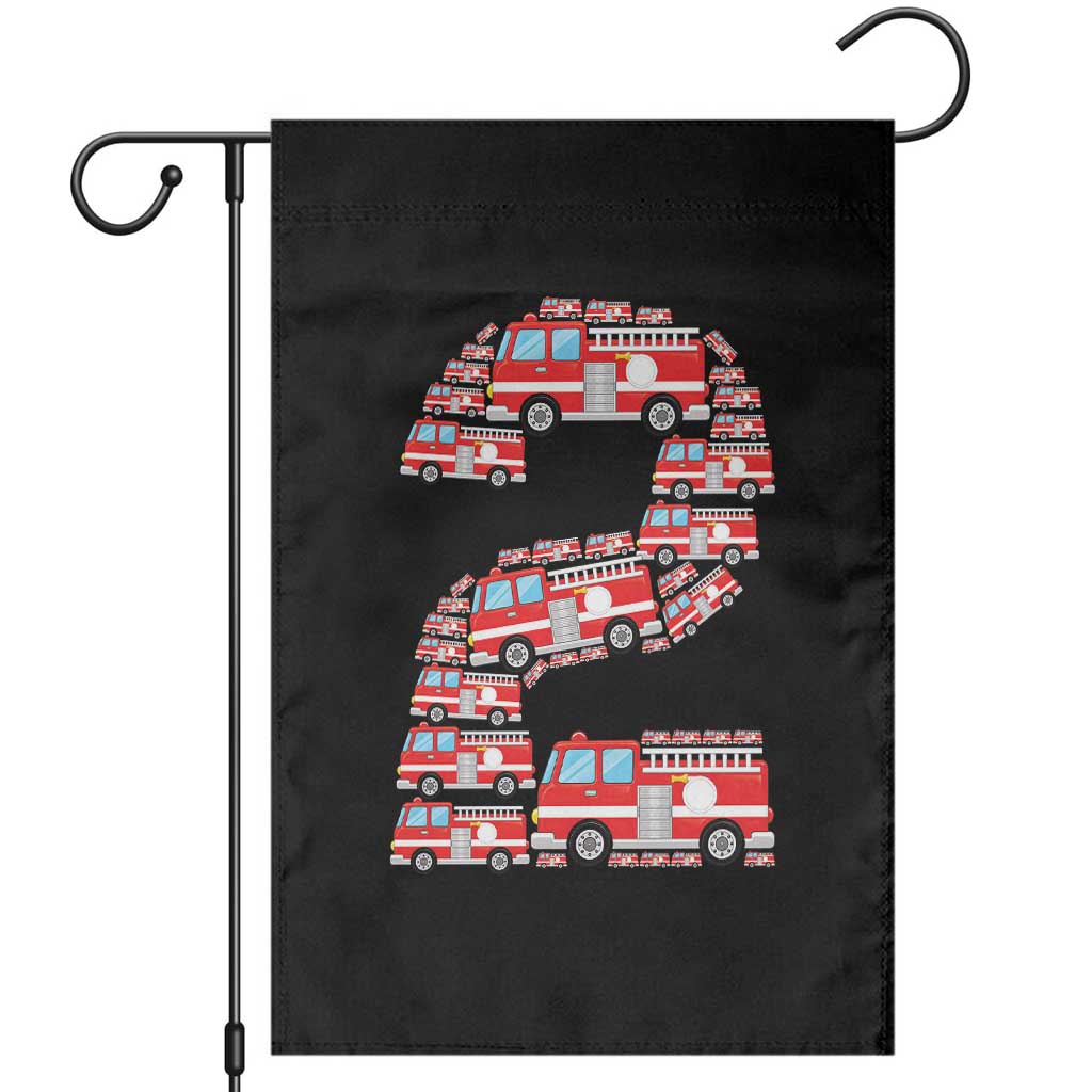 Fire Truck 2nd Birthday Garden Flag Firefighter Gift For Two Year Old Kid