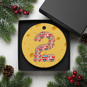 Fire Truck 2nd Birthday Ceramic Ornament Firefighter Gift For Two Year Old Kid