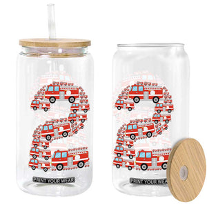 Fire Truck 2nd Birthday Glass Can Firefighter Gift For Two Year Old Kid