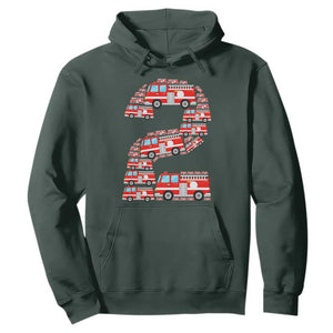 Fire Truck 2nd Birthday Hoodie Firefighter Gift For Two Year Old Kid