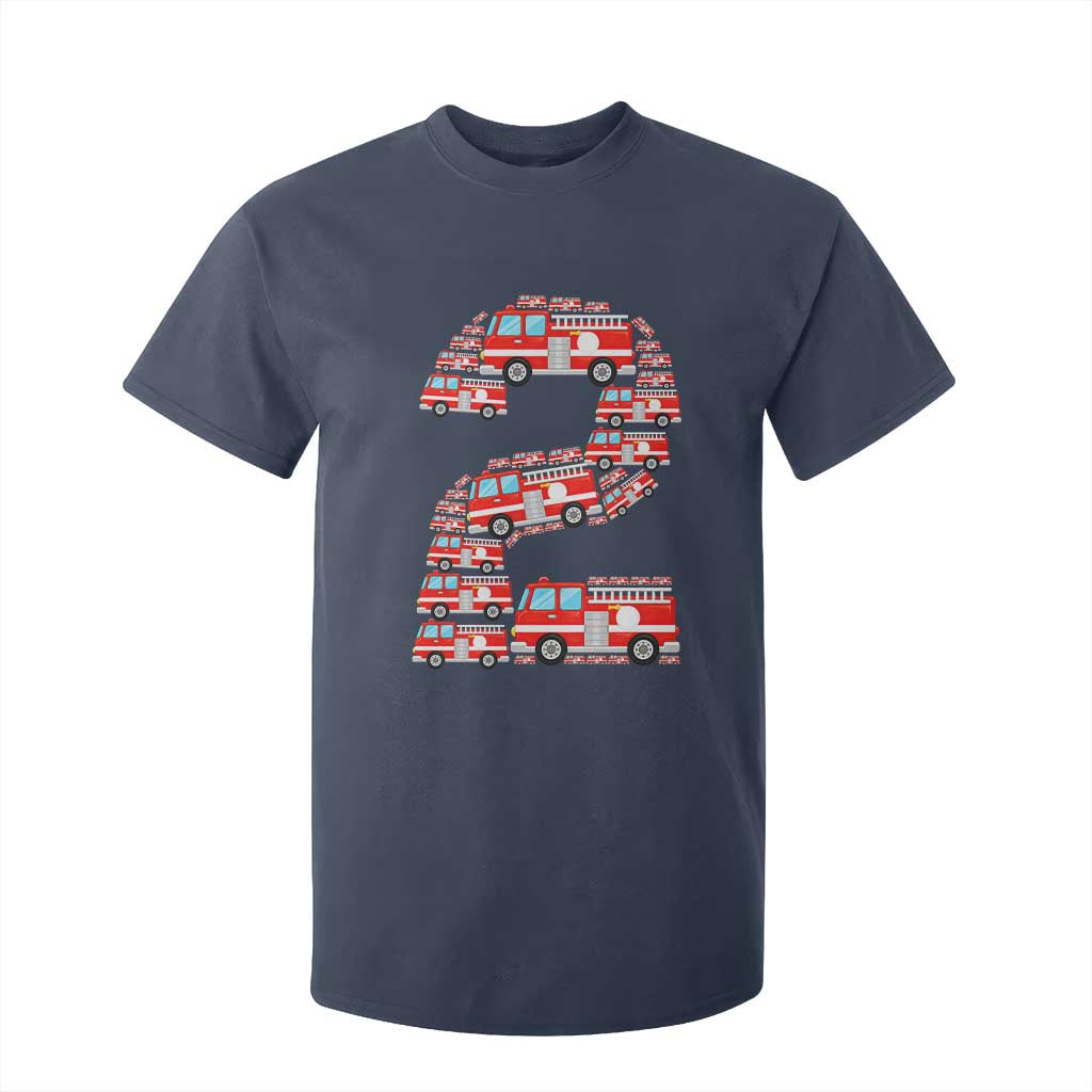Fire Truck 2nd Birthday T Shirt For Kid Firefighter Gift For Two Year Old Kid