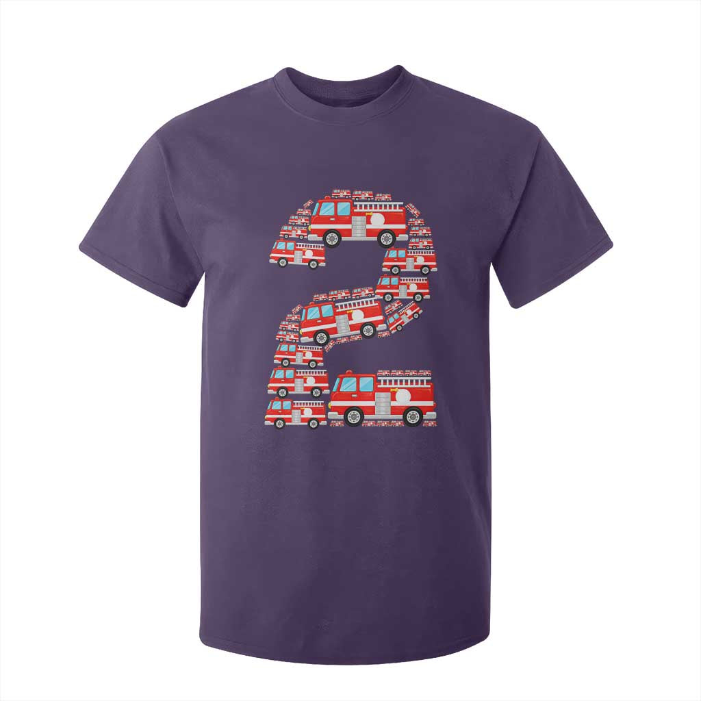 Fire Truck 2nd Birthday T Shirt For Kid Firefighter Gift For Two Year Old Kid