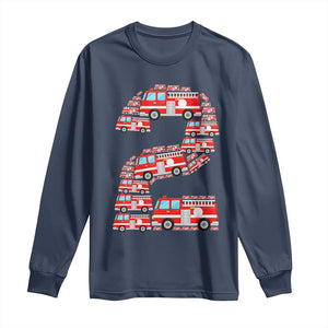Fire Truck 2nd Birthday Long Sleeve Shirt Firefighter Gift For Two Year Old Kid