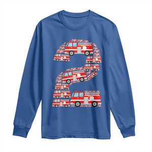 Fire Truck 2nd Birthday Long Sleeve Shirt Firefighter Gift For Two Year Old Kid