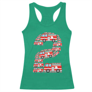 Fire Truck 2nd Birthday Racerback Tank Top Firefighter Gift For Two Year Old Kid