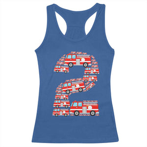 Fire Truck 2nd Birthday Racerback Tank Top Firefighter Gift For Two Year Old Kid