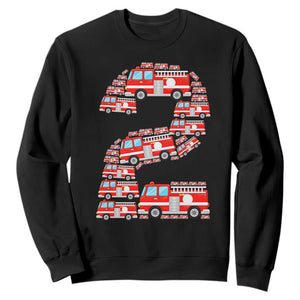 Fire Truck 2nd Birthday Sweatshirt Firefighter Gift For Two Year Old Kid