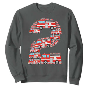 Fire Truck 2nd Birthday Sweatshirt Firefighter Gift For Two Year Old Kid