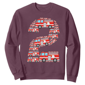 Fire Truck 2nd Birthday Sweatshirt Firefighter Gift For Two Year Old Kid