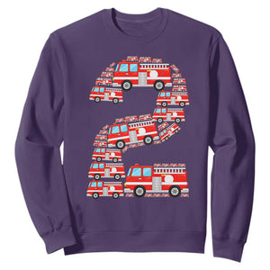 Fire Truck 2nd Birthday Sweatshirt Firefighter Gift For Two Year Old Kid