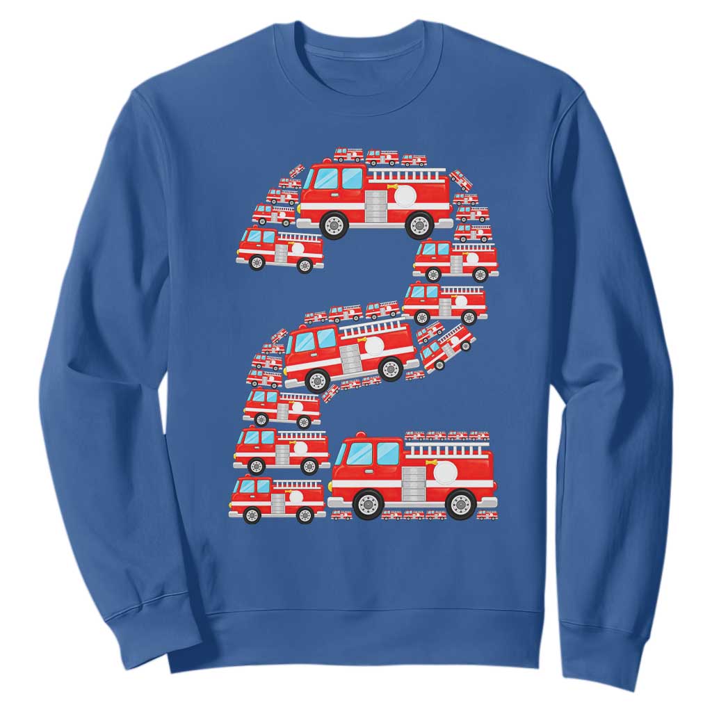 Fire Truck 2nd Birthday Sweatshirt Firefighter Gift For Two Year Old Kid