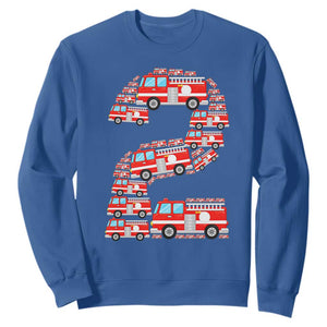 Fire Truck 2nd Birthday Sweatshirt Firefighter Gift For Two Year Old Kid