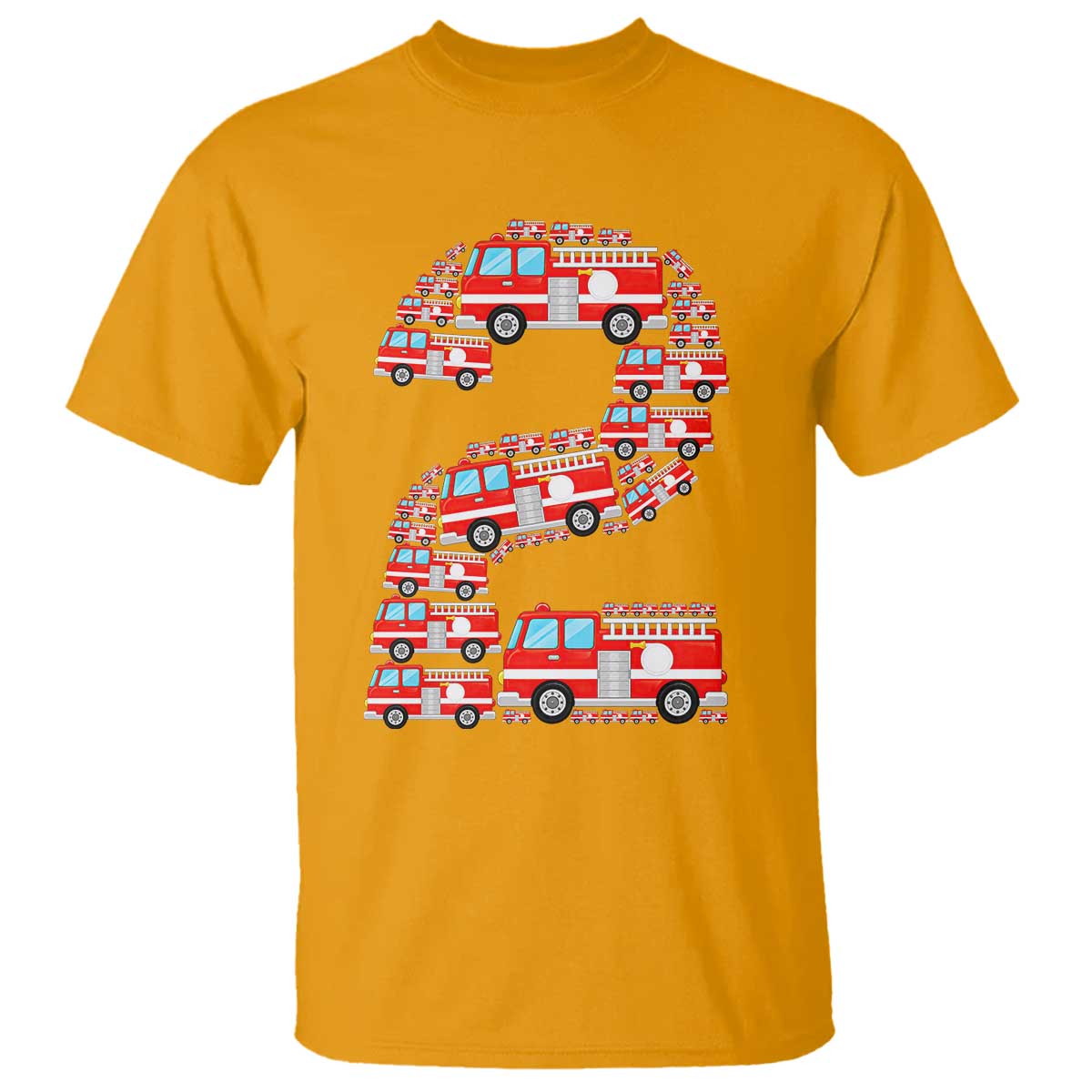 Fire Truck 2nd Birthday T Shirt Firefighter Gift For Two Year Old Kid