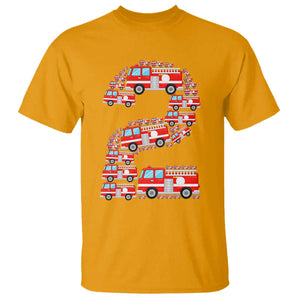 Fire Truck 2nd Birthday T Shirt Firefighter Gift For Two Year Old Kid