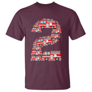 Fire Truck 2nd Birthday T Shirt Firefighter Gift For Two Year Old Kid