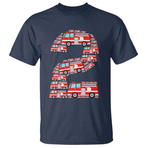 Fire Truck 2nd Birthday T Shirt Firefighter Gift For Two Year Old Kid