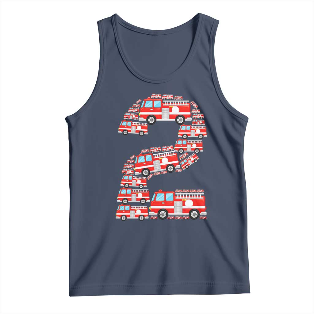 Fire Truck 2nd Birthday Tank Top Firefighter Gift For Two Year Old Kid