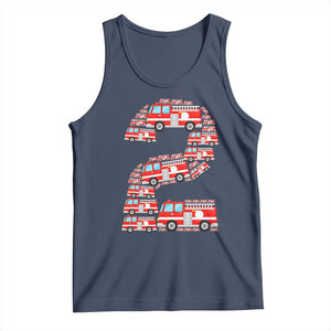 Fire Truck 2nd Birthday Tank Top Firefighter Gift For Two Year Old Kid