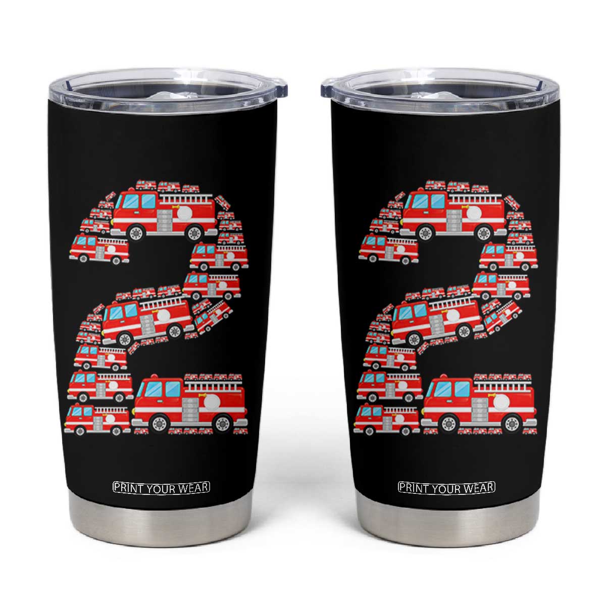 Fire Truck 2nd Birthday Tumbler Cup Firefighter Gift For Two Year Old Kid