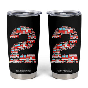 Fire Truck 2nd Birthday Tumbler Cup Firefighter Gift For Two Year Old Kid