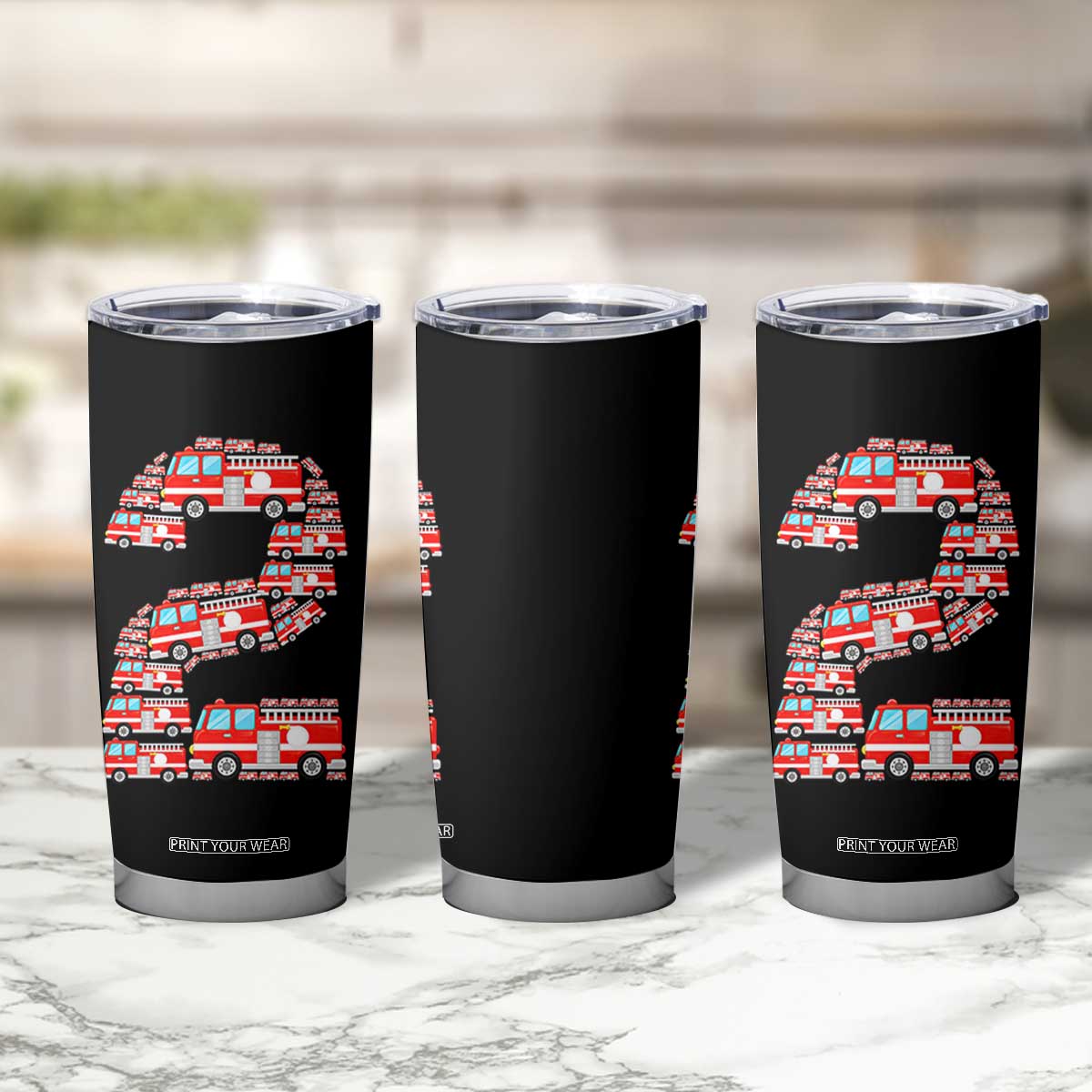 Fire Truck 2nd Birthday Tumbler Cup Firefighter Gift For Two Year Old Kid
