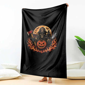 Skeleton Firefighter Pumpkin Halloween Throw Blanket Courage Honor Sacrifice Spooky Gift