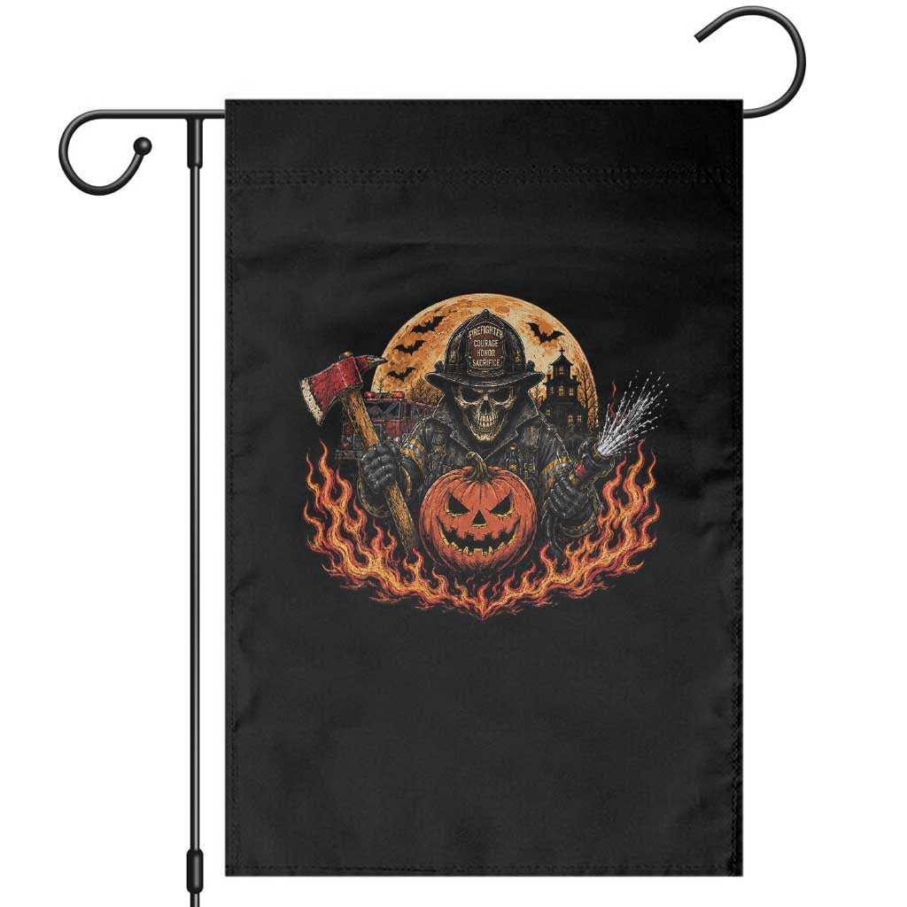 Skeleton Firefighter Pumpkin Halloween Garden Flag Courage Honor Sacrifice Spooky Gift