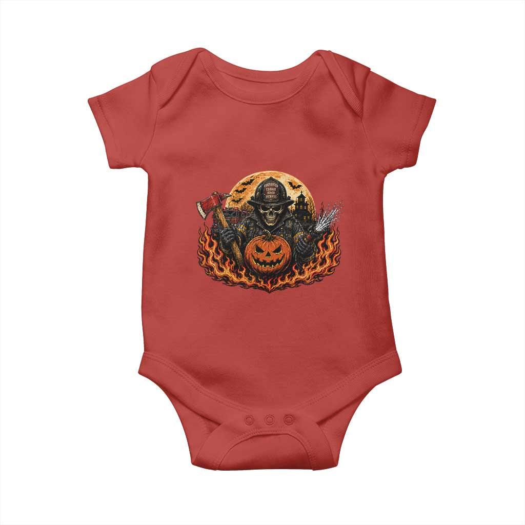Skeleton Firefighter Pumpkin Halloween Baby Onesie Courage Honor Sacrifice Spooky Gift