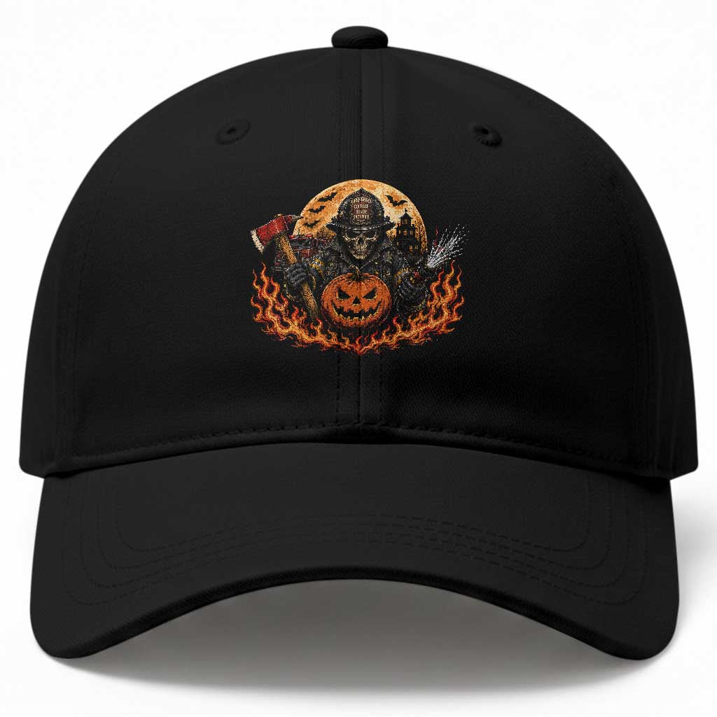 Skeleton Firefighter Pumpkin Halloween Baseball Cap Courage Honor Sacrifice Spooky Gift