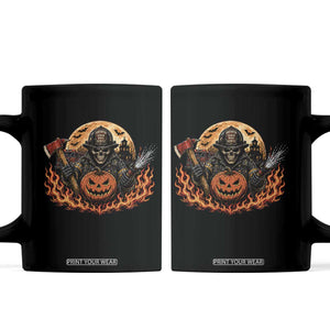 Skeleton Firefighter Pumpkin Halloween Coffee Mug Courage Honor Sacrifice Spooky Gift