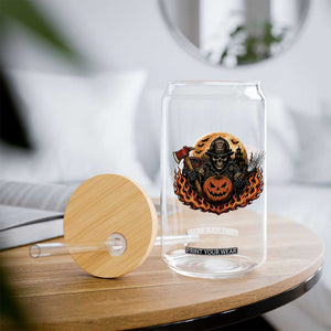Skeleton Firefighter Pumpkin Halloween Glass Can Courage Honor Sacrifice Spooky Gift