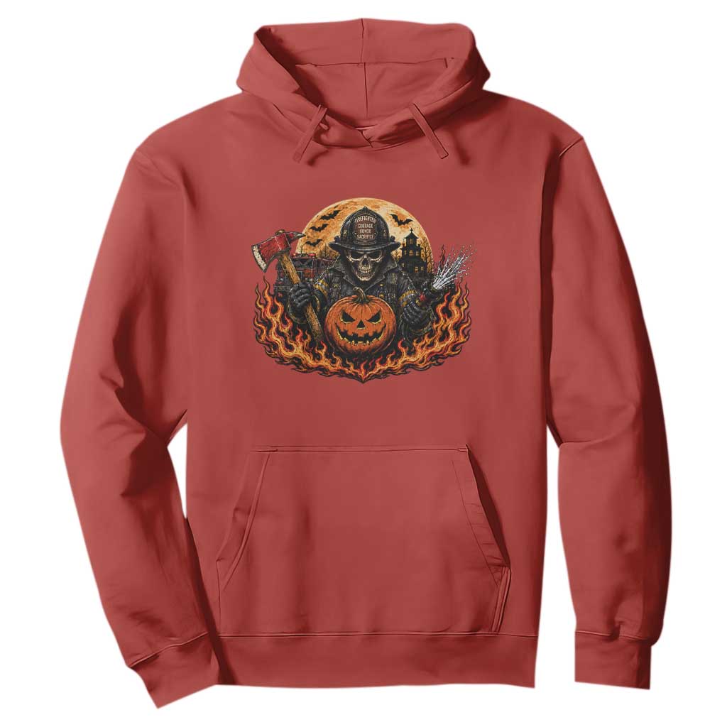 Skeleton Firefighter Pumpkin Halloween Hoodie Courage Honor Sacrifice Spooky Gift