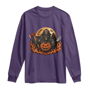 Skeleton Firefighter Pumpkin Halloween Long Sleeve Shirt Courage Honor Sacrifice Spooky Gift