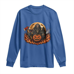Skeleton Firefighter Pumpkin Halloween Long Sleeve Shirt Courage Honor Sacrifice Spooky Gift