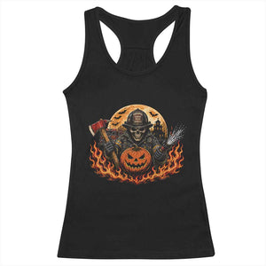 Skeleton Firefighter Pumpkin Halloween Racerback Tank Top Courage Honor Sacrifice Spooky Gift