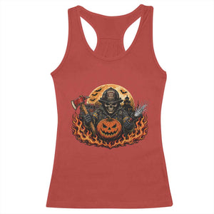 Skeleton Firefighter Pumpkin Halloween Racerback Tank Top Courage Honor Sacrifice Spooky Gift