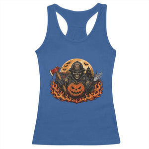 Skeleton Firefighter Pumpkin Halloween Racerback Tank Top Courage Honor Sacrifice Spooky Gift