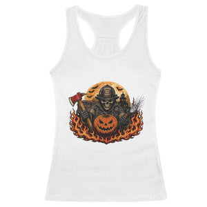 Skeleton Firefighter Pumpkin Halloween Racerback Tank Top Courage Honor Sacrifice Spooky Gift
