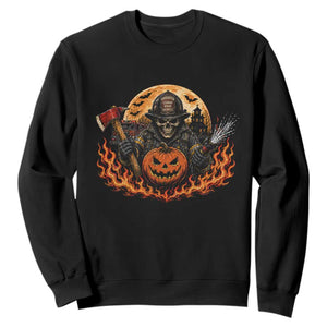 Skeleton Firefighter Pumpkin Halloween Sweatshirt Courage Honor Sacrifice Spooky Gift