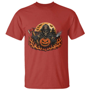 Skeleton Firefighter Pumpkin Halloween T Shirt Courage Honor Sacrifice Spooky Gift