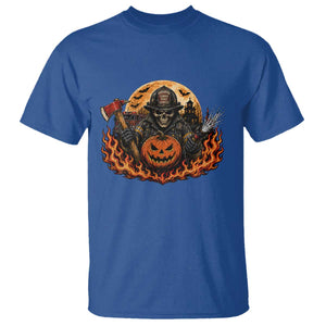 Skeleton Firefighter Pumpkin Halloween T Shirt Courage Honor Sacrifice Spooky Gift
