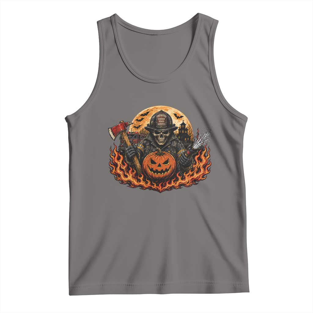 Skeleton Firefighter Pumpkin Halloween Tank Top Courage Honor Sacrifice Spooky Gift