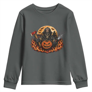 Skeleton Firefighter Pumpkin Halloween Youth Sweatshirt Courage Honor Sacrifice Spooky Gift