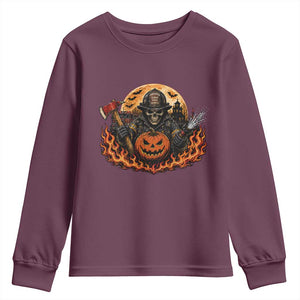 Skeleton Firefighter Pumpkin Halloween Youth Sweatshirt Courage Honor Sacrifice Spooky Gift