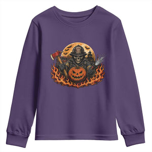Skeleton Firefighter Pumpkin Halloween Youth Sweatshirt Courage Honor Sacrifice Spooky Gift