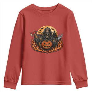 Skeleton Firefighter Pumpkin Halloween Youth Sweatshirt Courage Honor Sacrifice Spooky Gift